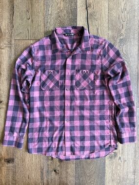 Travis Mathew Red and Black Plaid Button-Down Shirt